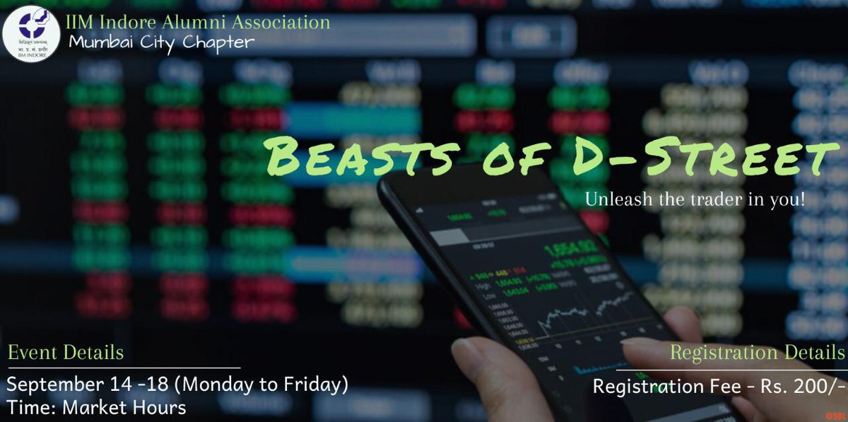 Inviting all IIM, Indore alumni to showcase their trading acumen by participating in a stock market trading game - Beasts of D-Street.

To be played between 14 to 18 September.

Cash prizes worth more than ₹20,000 to be won.

<a href="/IIM_I/">IIM Indore</a>

in.explara.com/e/beasts-of-d-…