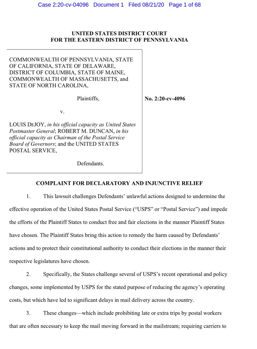 Oh dear that escalated rather brutally and quickly.FTR I‘ve previously whipsawed through State AG Coalition re  @USPS lawsuitRe AG Stein’s statement:From a jurisdictional standpoint DeJoy should be absolutely terrified about what the NC AGThat’s all https://twitter.com/JoshStein_/status/1302678272493449216?s=20