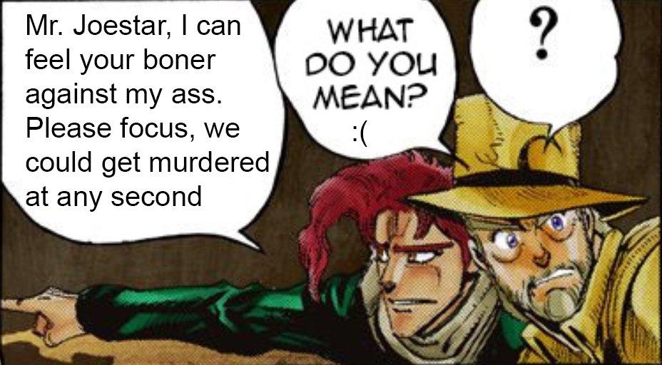 KakyoinDaily's tweet photo. Poor Kakyoin is just trying to find a way to defeat all the enemy stand users, but Joseph the horndog won't let him 😔 https://t.co/Tv9IlGPGI1