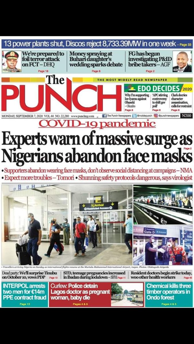 wilberforceisl1's tweet photo. A slide on the Frontpages today..
07-09-2020
#FRONTPAGEREVIEW
Which way Nigeria?
Whats your Analysis?
What Reaction did this initiate?
👇👇👇
#MondayMotivation #NDURADIO #FrontpageReview https://t.co/6yhH8xiYzm