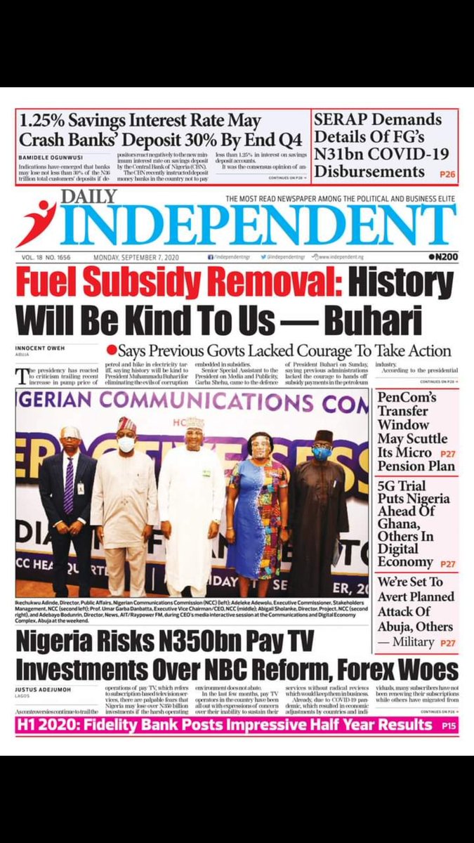 wilberforceisl1's tweet photo. A slide on the Frontpages today..
07-09-2020
#FRONTPAGEREVIEW
Which way Nigeria?
Whats your Analysis?
What Reaction did this initiate?
👇👇👇
#MondayMotivation #NDURADIO #FrontpageReview https://t.co/6yhH8xiYzm