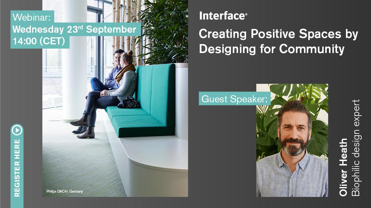 Join Interface Concept Designer, Mathieu Paton, as he hosts our latest webinar with biophilic design expert @Oliver_Heath to explore how creating positive spaces can design people back together 

interf.ac/3byJJwh