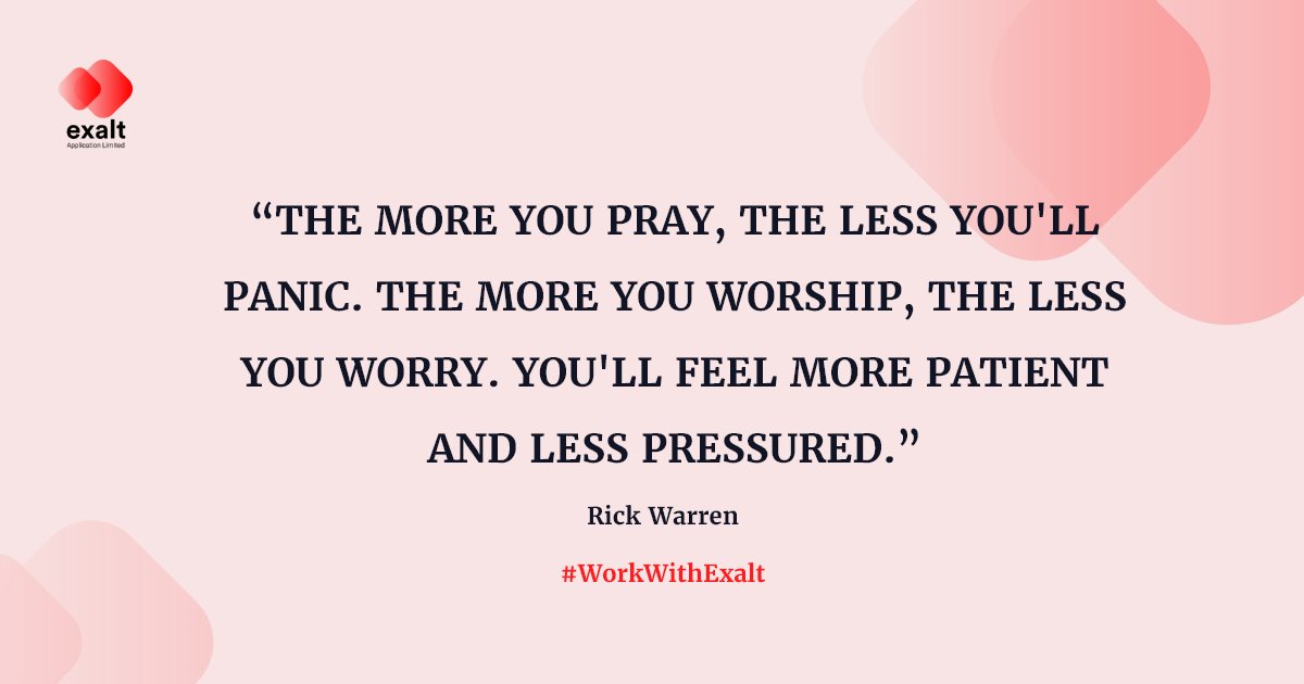 ExaltChurches's tweet photo. It's the start of a new week today 🎉 
Go into your week with prayer and a renewed spirit!

#ExaltDaily #WorkWithExalt https://t.co/y5bki0IP0Z