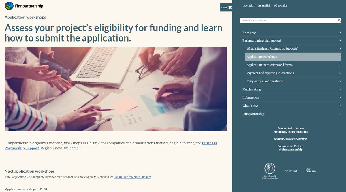 Finnpartnership's tweet photo. Are you interested in #developingmarkets? Sign up to our #applicationworkshop next week (17/09), where you'll get information about Finnpartnership's #BusinessPartnershipSupport & @BusinessFinland financing: https://t.co/bnGShsZsmF! The workshop is open for Finnish organizations. https://t.co/CXmH9NROdV