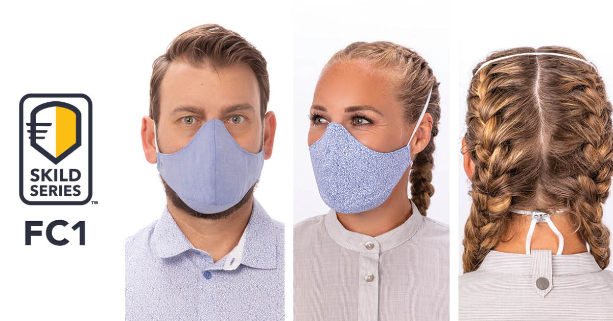 ⭐ FC1 SKILD Series face coverings are NOW in stock. 3 colour options (shown in BLUE), 😷 Reversible, washable, adjustable 😍 Pack of 6, £23.95+VAT.  Click to buy 👉 ow.ly/1pss50BeHMP from our website.
.
#facecovering #frontofhouseuniform #cafeuniform #ChefWorks  #facecover