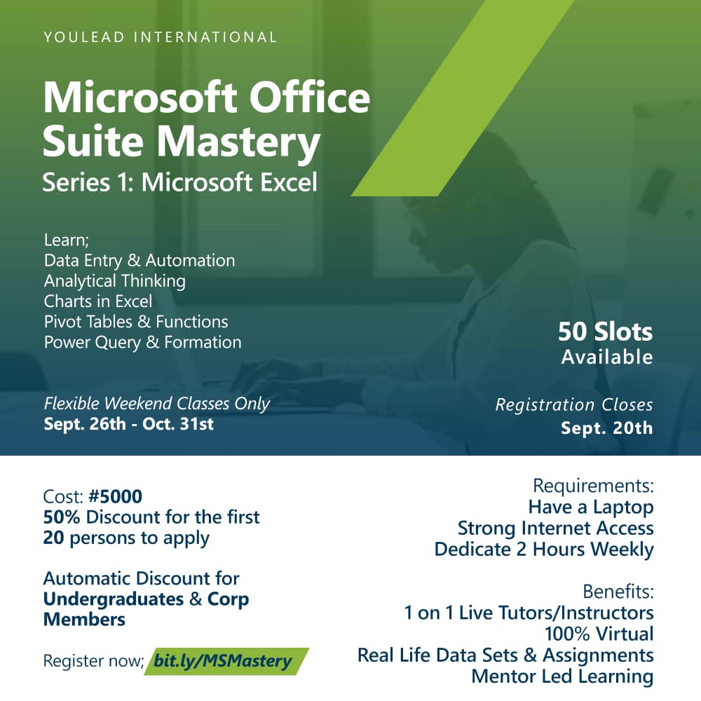 imartins_o's tweet image. Learn your way to proficiency.
#MSExcelMastery #Excel #Training #Data Analysis