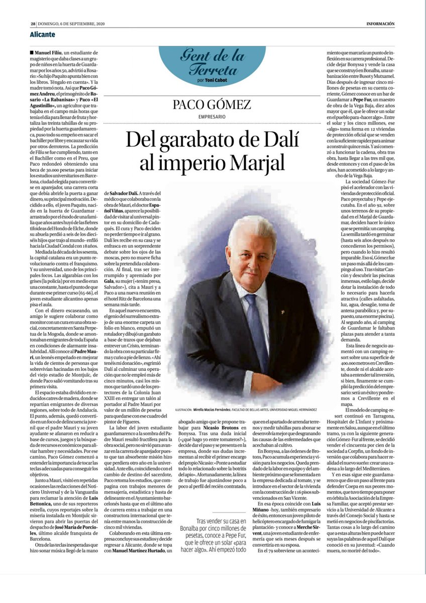 uepal_ALC's tweet photo. 🔷 Hoy compartimos el perfil que @informacion_es publicó ayer de Francisco Gómez, presidente de @GrupoMarjal y expresidente de @AEFALICANTE. https://t.co/3Y3t0VerYa
