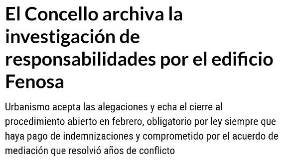 O PSOE investigando ao PSOE ditamina que o PSOE non tivo responsabilidades no desastre do edificio Fenosa, que estivo a piques de levar o Concello á bancarrota. 
laopinioncoruna.es/coruna/2020/09…