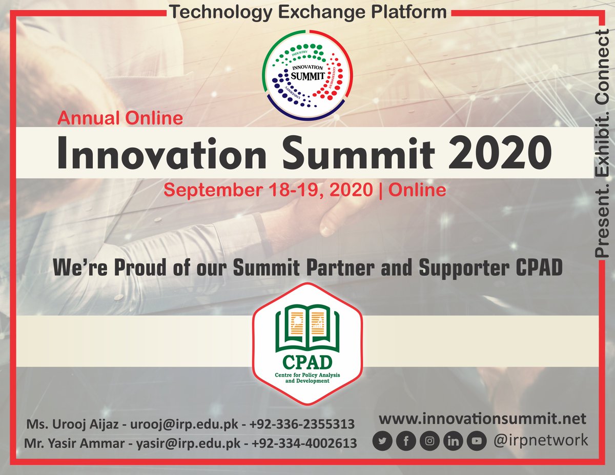 irpnetwork's tweet photo. Innovation Summit is highly appreciated and pay its humbled gratitude to our respected partners and Supporters for their kind support.
Mark Your Calendar for Annual Online Innovation Summit on September 18-19. 
https://t.co/IrTGfUMuUW
#Summit2020 #SummitIRP #BIP #InnovationSummit https://t.co/CXOzRrlM7V