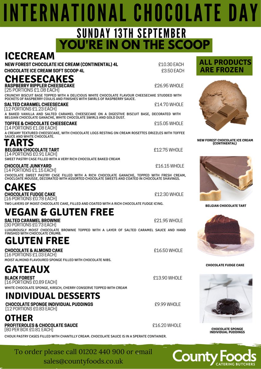 You're In On The Scoop.🍦
Are you ready for International Chocolate Day? 🍫
Get prepared with our wide selection of chocolate goods!
To order call 01202 440 900 or email sales@countyfoods.co.uk.