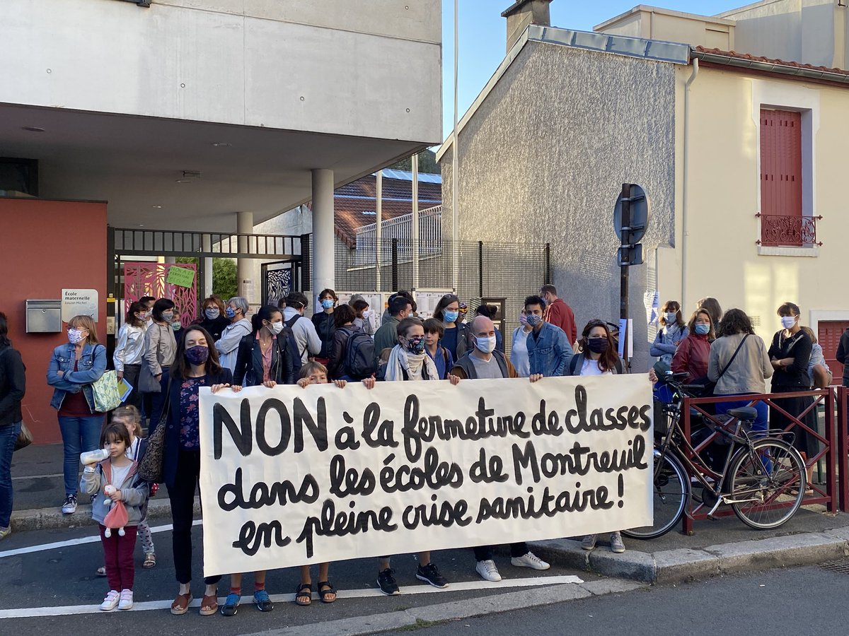glechequer's tweet photo. Avec Dominique Attia adjointe au maire à l’éducation et @DCreachcadec nous sommes allés apporter notre soutien et celui de la municipalité conduite par @PatriceBessac à la mobilisation des parents et équipes éducatives. 2/2 https://t.co/8V1VPFfiWb