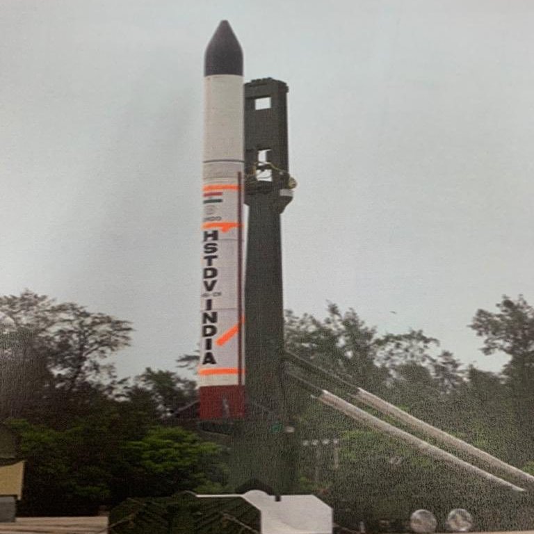 livefist's tweet photo. JUST IN: India's hypersonic test vehicle that was flight-tested today. This is the ballistic carrier vehicle that gives the hypersonic vehicle (nestled inside) its altitude boost. https://t.co/LS7SiBr27O