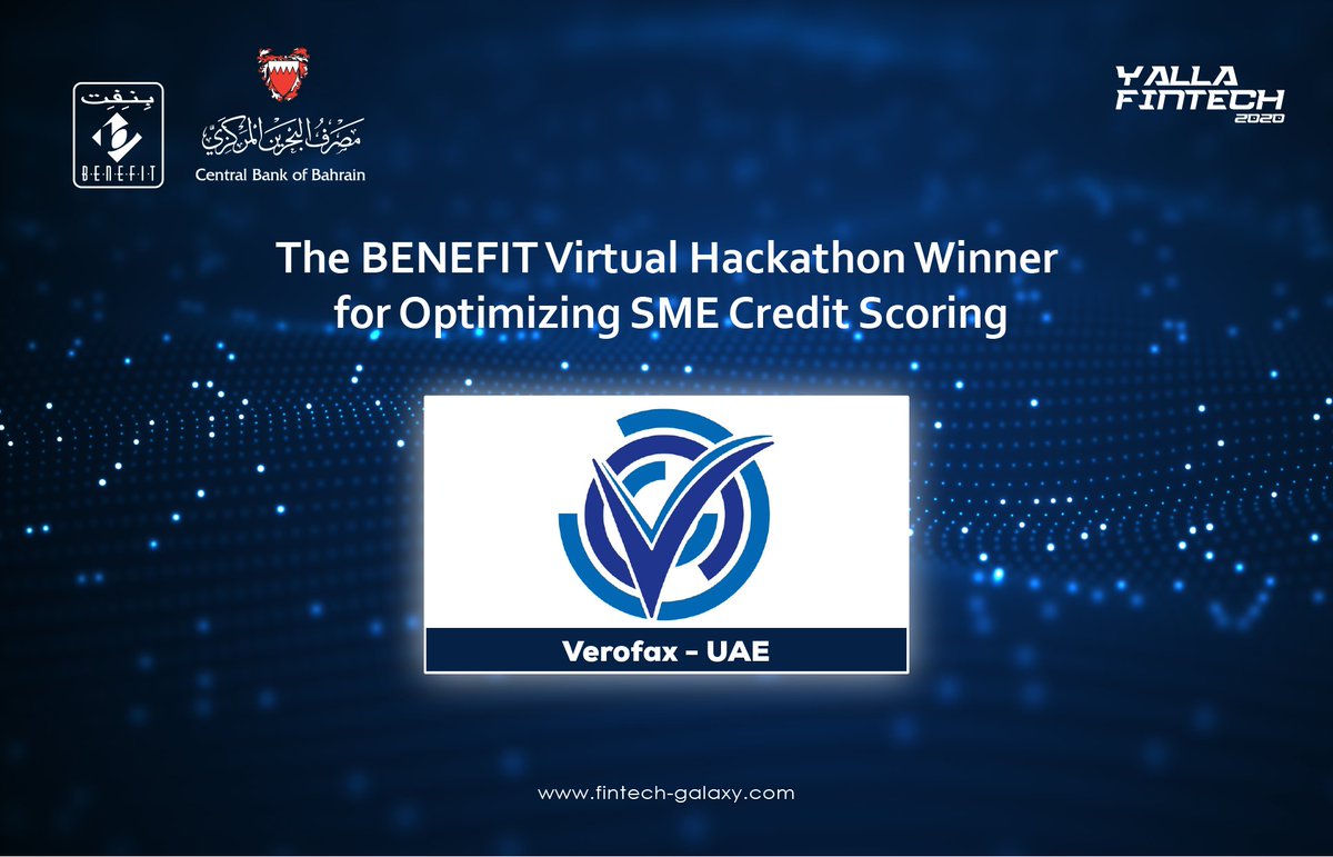 FintechGalaxy's tweet photo. Congratulations 💥💫🌟 to #Verofax, the winner of the #Benefit_Virtual_Hackathon (Optimizing SME Credit Scoring), run on @FintechGalaxy’s #FinX22!
#FintechGalaxy #hackathon #digitalinnovation #fintech #technology #digitaltransformation #arabhackathon #BENEFITvirtualhackathon https://t.co/jnqKuixsh2