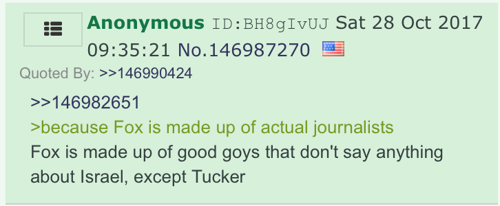 So that was the thread into which QAnon was born -- racist, antisemitic*, paranoid, and wildly disconnected from reality.In the next part, we'll showcase the specific posts that shaped the content of drop 1.* We haven't dwelt on the antisemitism, but there was a LOT.