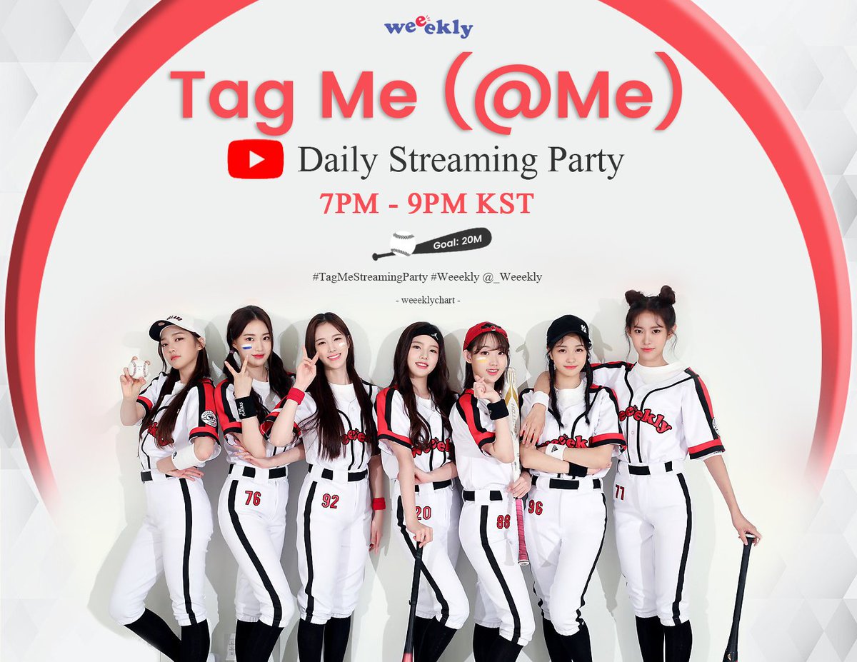 WeeeklyChart's tweet photo. [📢] Tag Me (@ Me) Daily Streaming Party

Daileees, Let's do daily streaming party on YouTube! Try to reach 20M before their comeback

Tag Me MV: https://t.co/dIarF3oeZM

Reply ur streaming screenshot + Hashtag to proof it!
‼️👇‼️
#TagMeStreamingParty #Weeekly #위클리 @_Weeekly https://t.co/MnY4dztqWu