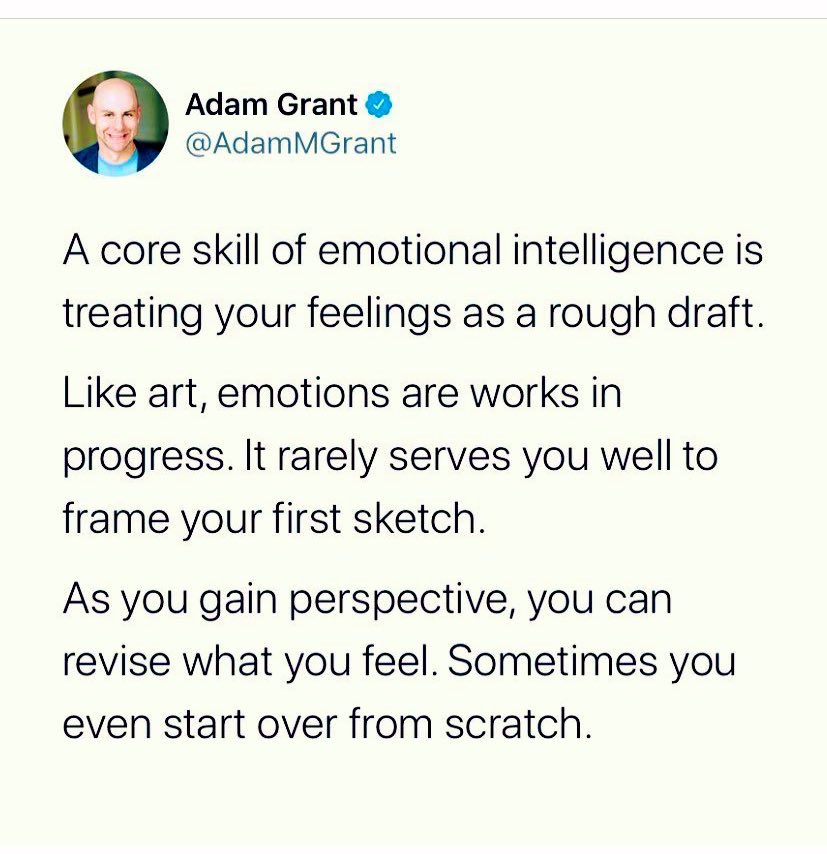 rosejost's tweet photo. Emotions, like art, function to communicate something. To ourselves or to others @AdamMGrant #EmotionalIntelligence #emotionalagility #emotionaldata https://t.co/g6Hf8SK19U