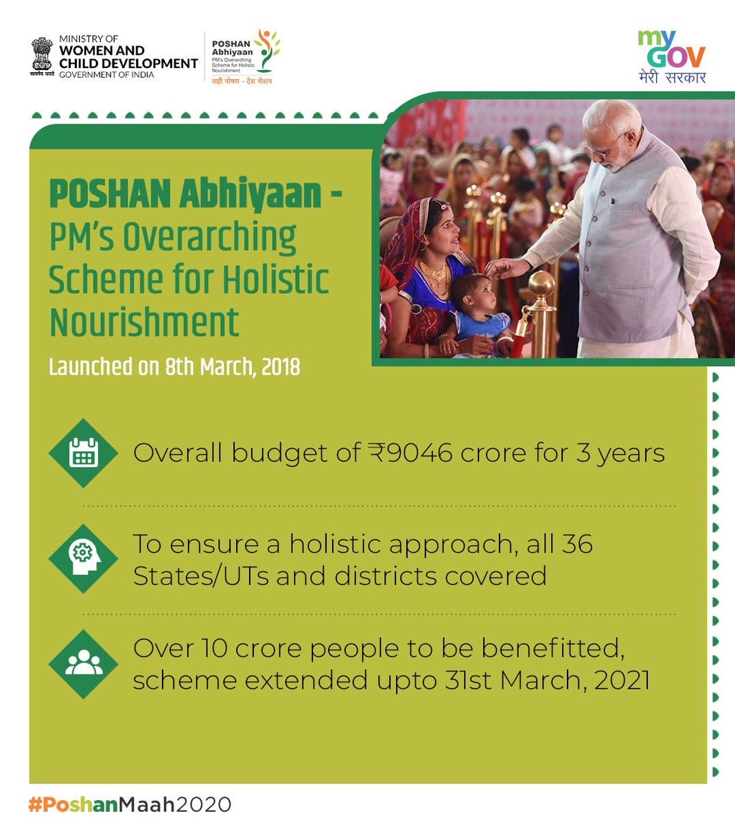 mansukhmandviya's tweet photo. POSHAN Abhiyaan is an ambitious scheme aspiring to expedite the pace of decline in the prevalence of malnutrition which is one of the major causes of child mortality and also hinders the growth potential in their lifespan. #Local4Poshan https://t.co/hxt7fnDVuW