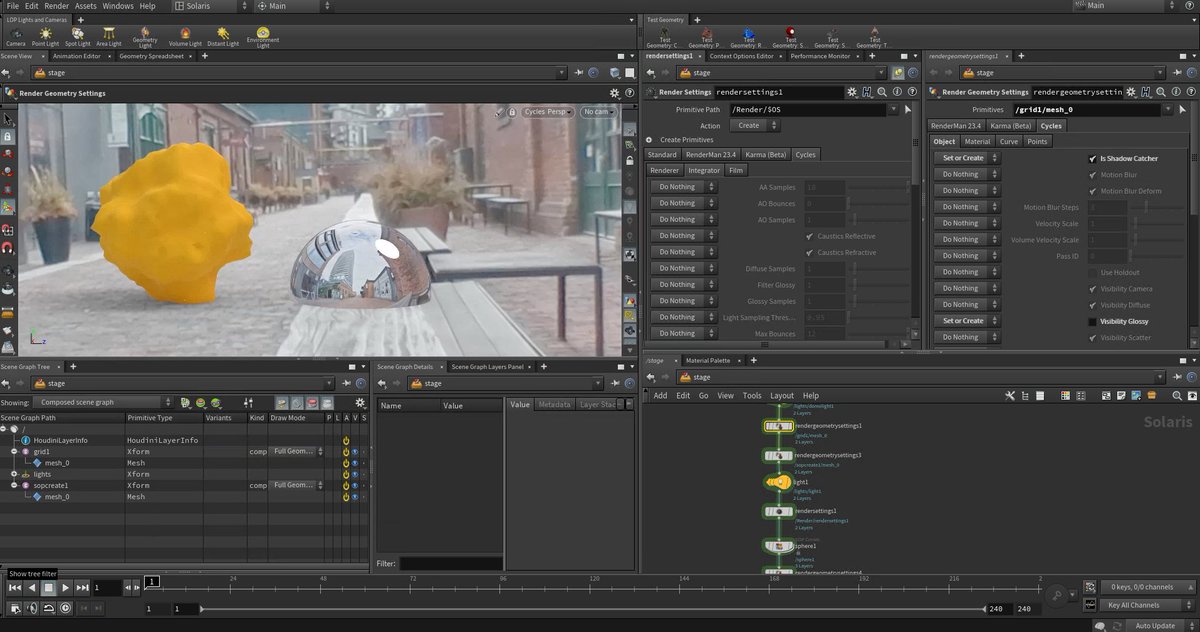 Vochsel's tweet photo. The next big part of getting #HdCycles to be able to render 1:1 scenes from Blender will be the custom #USD schema. This will allow us to represent Cycles/Blender settings directly in USD documents! https://t.co/O36oHY5BZN