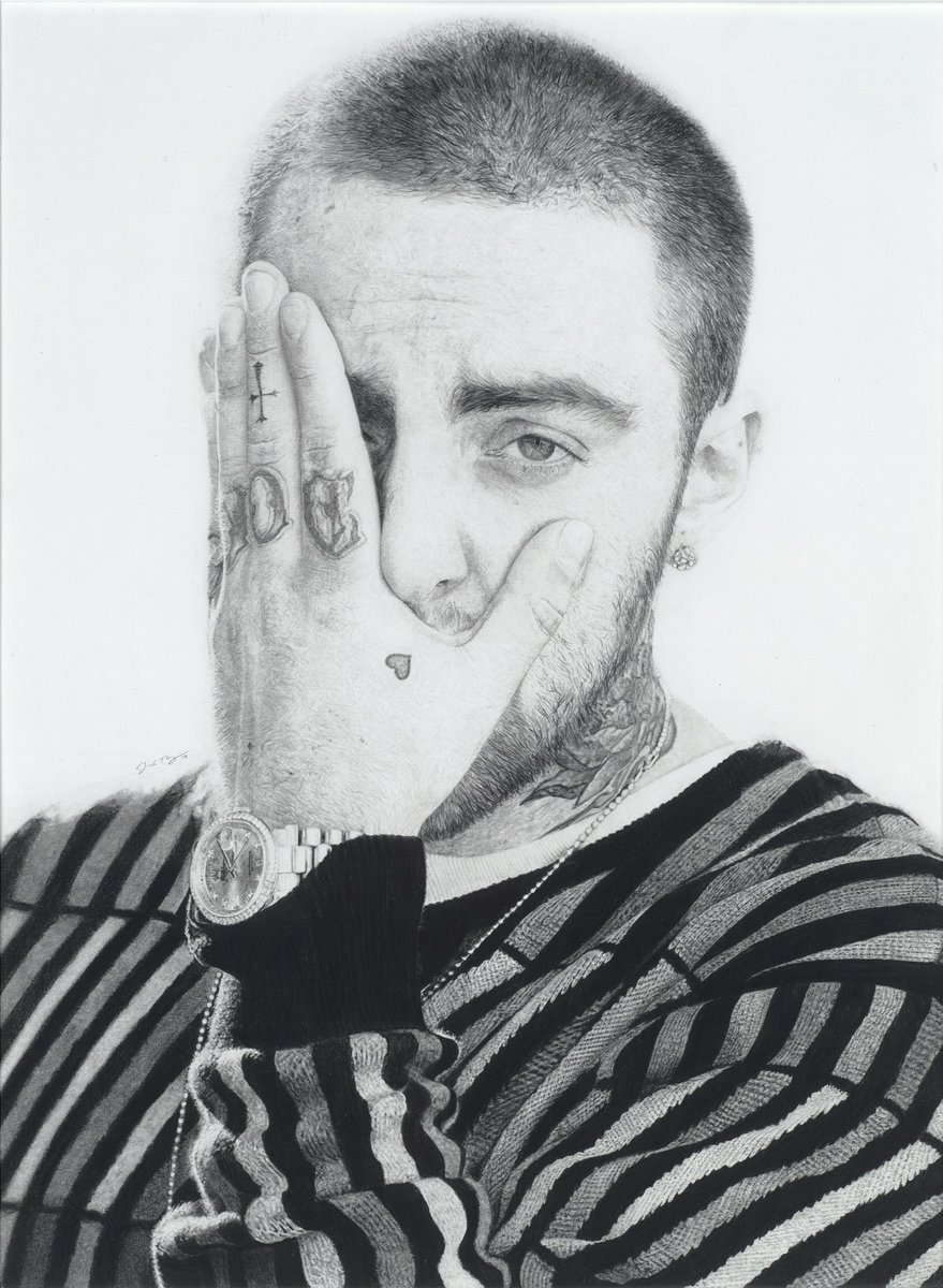 XXL's tweet photo. Two years ago today, we lost Mac Miller 🕊 

🎨: @PerezosoArts https://t.co/0DOKx9wdcS