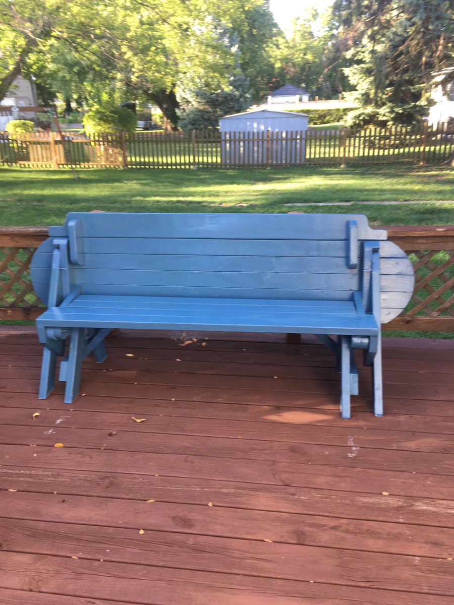 falkynpunch's tweet photo. My Dad and I finished making a DIY bench/picnic table combo, so that’s pretty rad. Only took us like a month. https://t.co/9whnMnrMqJ