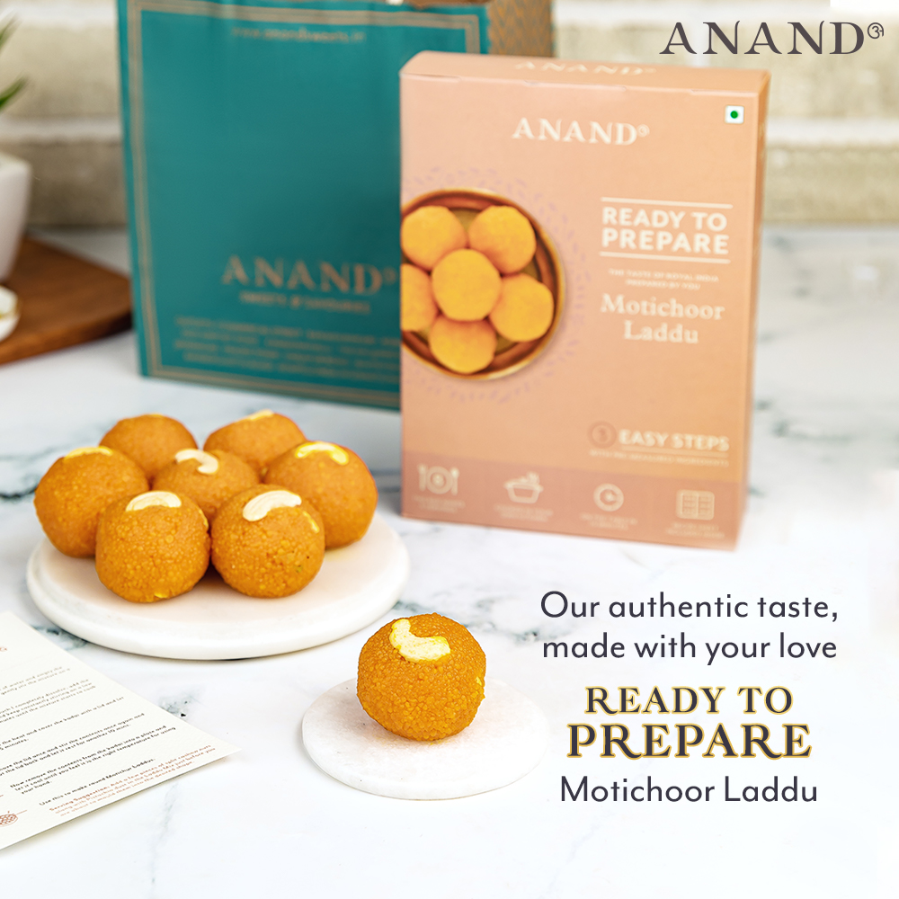 AnandSweetsInd's tweet photo. Same Anand taste that you crave, but made by your hands in the safety of your kitchen. Add your flavour of love and make this sweet your own with our RTP range!

#CraveMakeEat #CreateYourAnand #mootichoorladoos #laddu #stayhomegetcooking #makeitathome #laddoo #mithai #desimithai https://t.co/VlFvBjhV6q