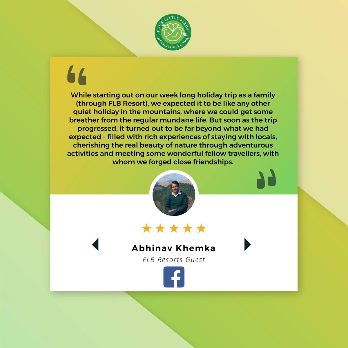 FlbResorts's tweet photo. We love our guests! Thank you so much for the feedback. #Review
#FLBResorts #weekendgetaway #christmas #newyearpackage #familyholidays #travelphotography #travelblogger #offbeat #travelgram #testimonials https://t.co/emez7yaH5k