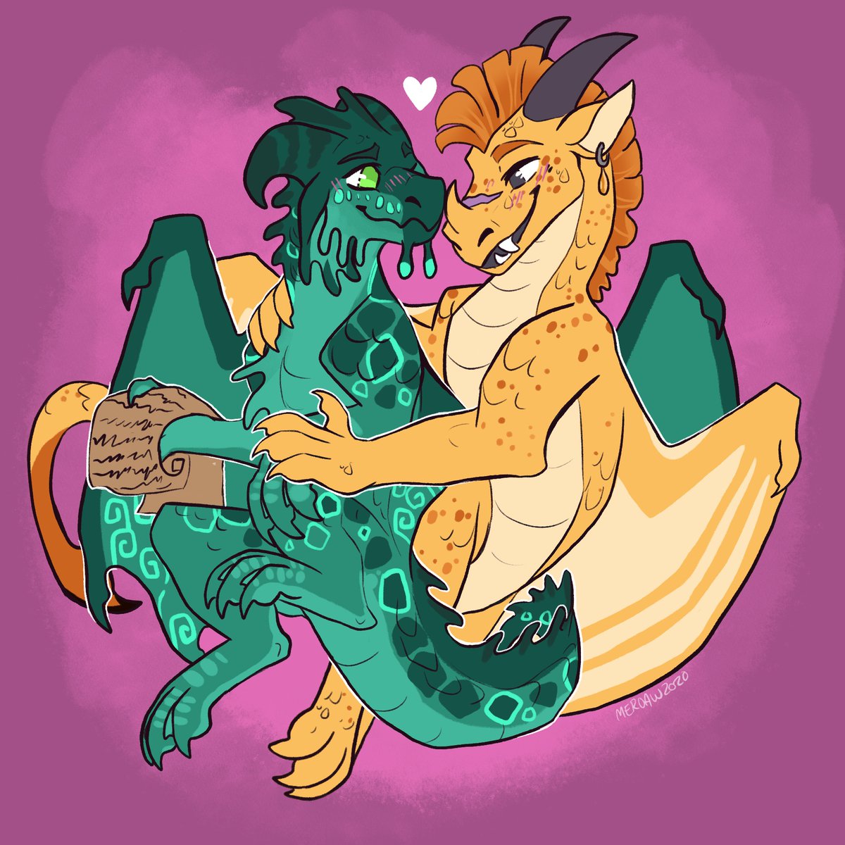 meroaw's tweet photo. [ #wingsoffire #WoFcharaweek ] 🏜️ Qibli and Turtle 🐢 https://t.co/Zg6j9fzPcQ