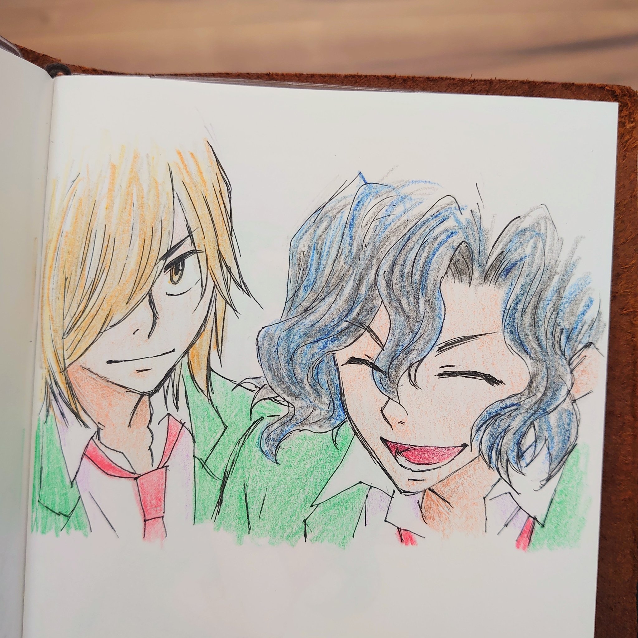 Jyun 今日のお絵かき 弱虫ペダル 今日のお絵かき チーム2人 青八木一 手嶋純太 笑顔 かわいい T2 総北高校 色鉛筆 イラスト T Co Tbmbq4ewwu Twitter