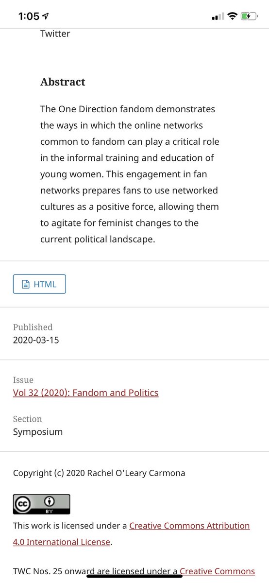 jada_apk's tweet image. I should have flexed this on #10YearsOf1D but lmaoooooo i forgot i was interviewed for this academic article basically on fan girls growing up to be organizers and advocates 😂💀 i wonder how accurate of a correlation this is