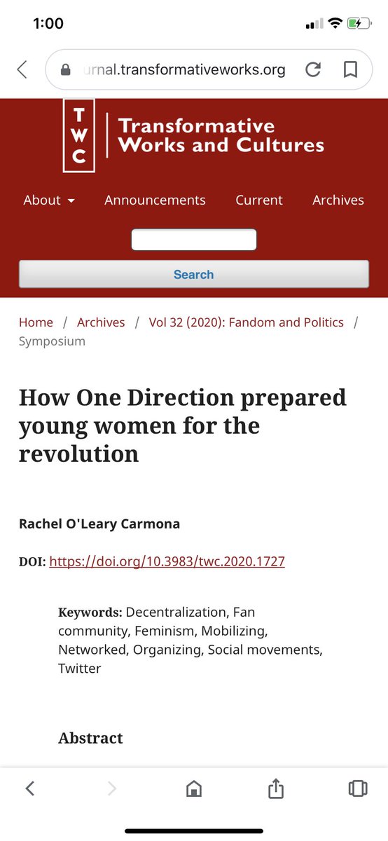 jada_apk's tweet image. I should have flexed this on #10YearsOf1D but lmaoooooo i forgot i was interviewed for this academic article basically on fan girls growing up to be organizers and advocates 😂💀 i wonder how accurate of a correlation this is
