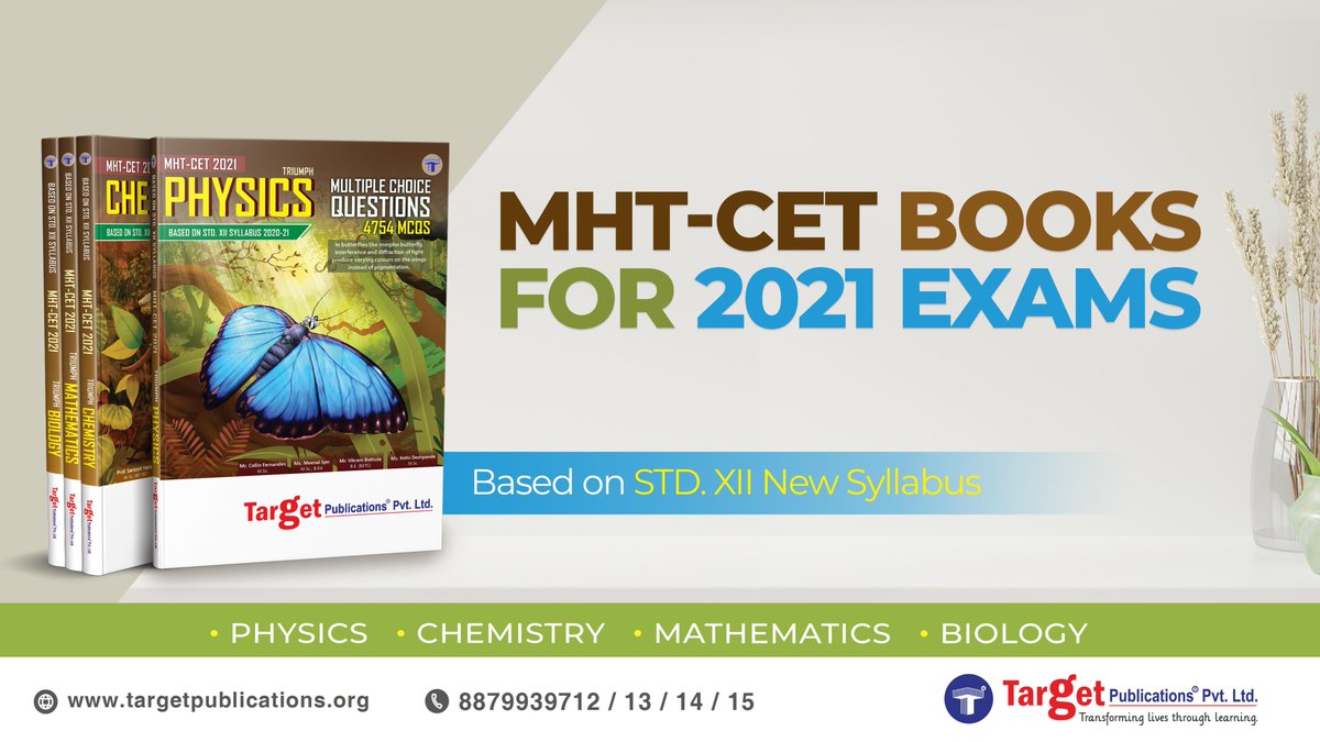 TargetPubIndia's tweet photo. Exams may not get postponed again next year. Prepare for your MHT CET exams with Target Publications books and score excellent marks. Get your copy now: https://t.co/AZ7sz4Pn8x
.
#MHTCET #CET #Engineering #Pharmacy #EntranceExam #Students #Teachers #2021 #TargetPublications https://t.co/Oi99ThOQxK