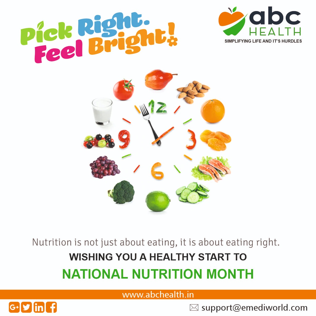 AbcHealth_in's tweet photo. Good Nutrition has to be a constant celebration for everyone.
Pick the right, for your body to shine bright.
This National Nutrition Month, start "Eating Right" for a healthy living.
#abcHEALTH.in #nutrition #nutritionalmonth #pickright #feelbright #righteating #happyeating https://t.co/tFHXtwXSPx