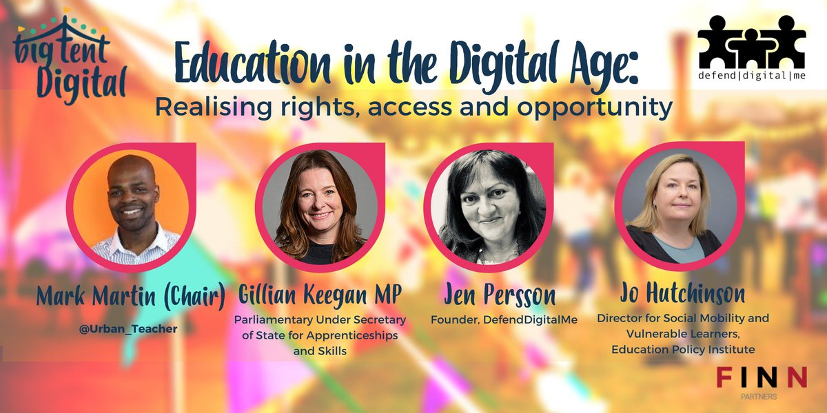 Education in the Digital Age: Realising Rights, Access and opportunity, Tuesday 8th Sept. 
🚨Register here: bit.ly/3blAek2🚨

👉Mark Martin - <a href="/urban_teacher/">Urban Teacher</a>
👉<a href="/GillianKeegan/">Gillian Keegan</a> MP, <a href="/educationgovuk/">Department for Education</a> 
👉Jen Persson - <a href="/TheABB/">Jen Persson🌻</a> <a href="/defenddigitalme/">Defend Digital Me</a> 
👉@JoJoHutchinson <a href="/EduPolicyInst/">Education Policy Institute</a>