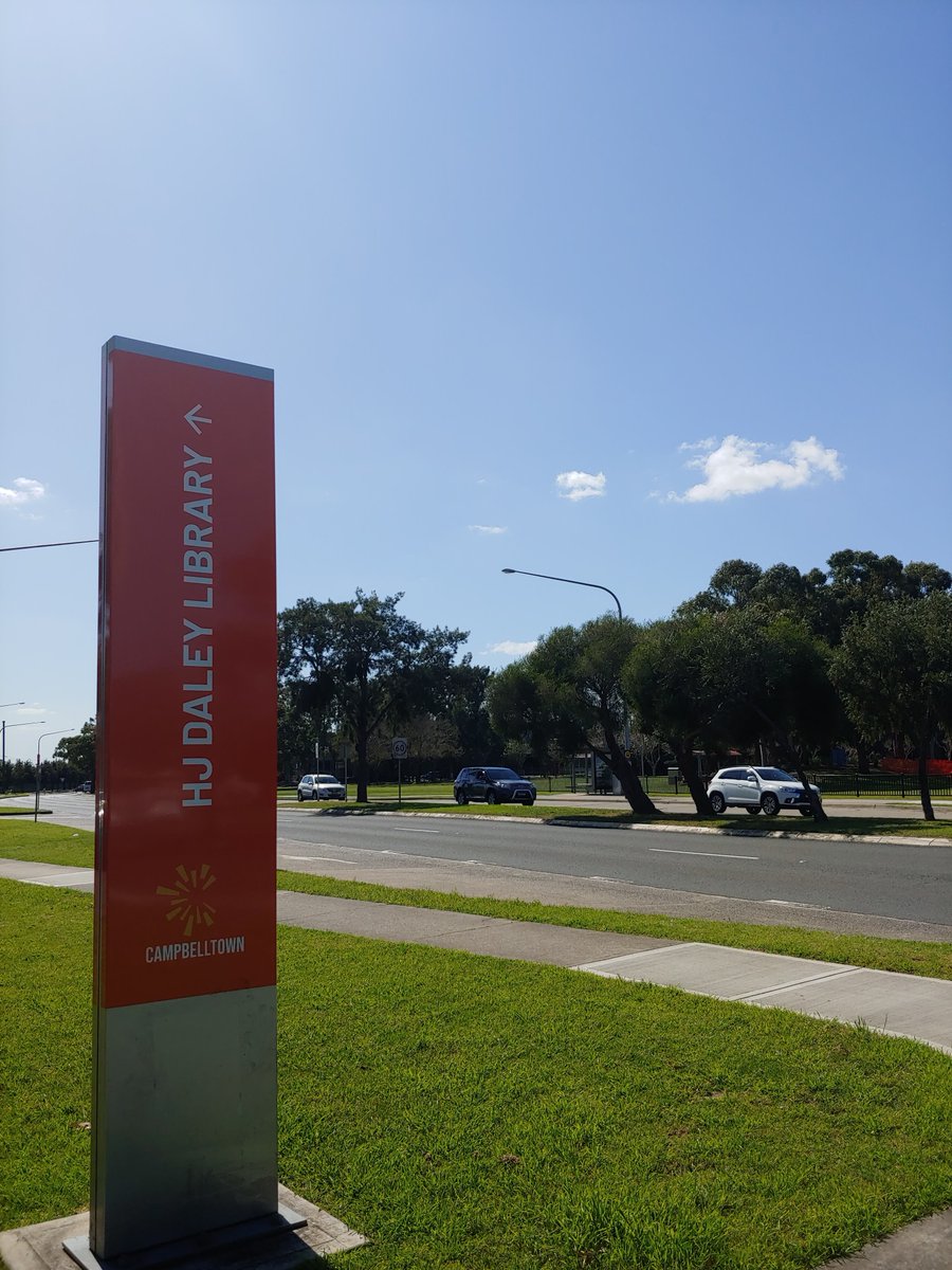 Macarthur, walk to Bunnings, walk to the Library. But just to be a shit-stirring cow, when I finished I stood outside the library, took this photo, and said "K-Mart is just so farrrrrr" (Campbelltown Mall is behind those trees).Blue replies "Is your hip hurting?"