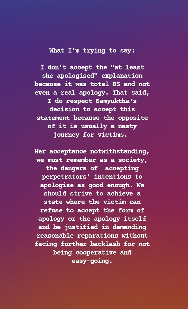 It doesn't stop at "I'm sorry", even if it's heartfelt. And we need to really raise the bar a few notches higher than "at least she apologised" 
5/5