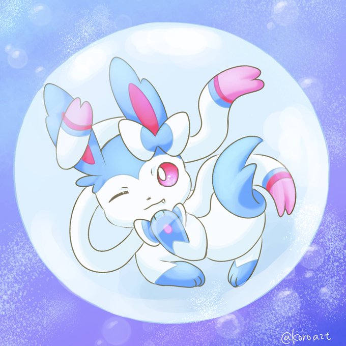 お題箱より ウィンクしてシャボン玉の中にいる色違いニンフィア ころのイラスト お題箱より ウィンクしてシャボン玉の中にいる色違いニンフィア ころのイラスト