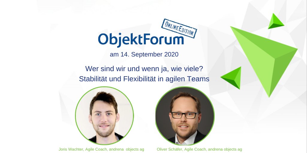andrenaobjects's tweet image. #ObjektForum OnlineEdition
Montag, 14. 09.2020 - 18.05 Uhr

Joris Wachter und Oliver Schäfer, Agile Coaches, #andrena objects ag, mit hrem Beitrag
&quot;Wer sind wir und wenn ja, wie viele? #Stabilität und #Flexibilität in #agilen #Teams&quot;
Info und Anmeldung:
ow.ly/DKNl50BhOxp