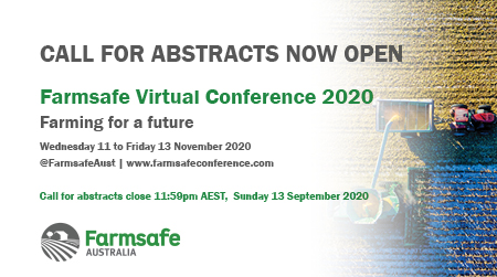 Farmsafe Australia is inviting abstract submissions for the Farmsafe Virtual Conference 2020 held Wednesday, 11 November to Friday, 13 November 2020.
The theme is 'Farming for a future'.
Call for abstracts close 11:59pm AEST, Sunday 13 September 2020.
farmsafeconference.com/call-for-abstr…