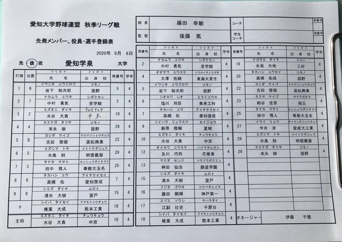 gakusenbbc's tweet photo. 秋季リーグ戦　vs同朋大学➁

同朋　100 201 000    4
学泉　001 000 020   3

投手-捕手
椎葉(熊本工業④)永坂(三好④)江副(千原台④)-水谷(中京④)

二塁打
高橋(愛知啓成④)
清水(室戸④)

今回もご声援ありがとうございました。 https://t.co/z8Tg6FPEph