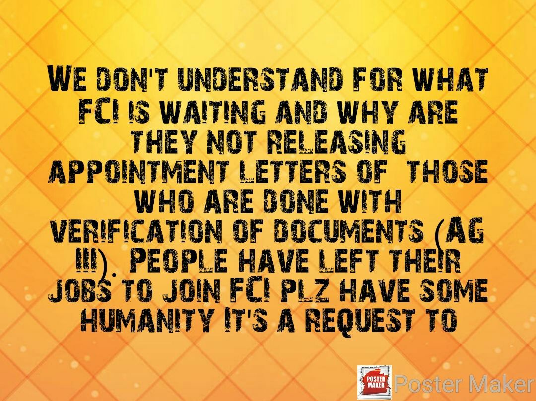 Vipi0294's tweet photo. Most of us belongs to middle class families. Our families are dependent on us. @FCI_India don't make us wait now. Stop playing with our lives and release appointment letter.
#speakup4fcijoining

#fci_justiceforewsobc

@FCI_India
@CMD_FCI
@DoPTGoI
@irvpaswan
@PMOIndia https://t.co/ct1EJnxXPU