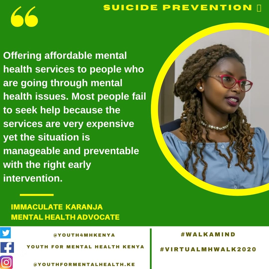 youth4MHKenya's tweet photo. Youth share their voices on what can be done to reduce suicide!
@SML_kenya @Psychologist4Ke @haven_mental @FreddieEmcee @MOH_Kenya @Amref_Kenya @BasicNeedsKenya @medbookafrica @citiesRISE @ImmaculateKara2 @grace_sybille
#VirtualMHwalk2020
#WalkAMind
#SuicidePrevention https://t.co/veeMnGPr6b