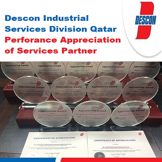 DesconOfficial's tweet photo. #IndustrialServicesDivision #Qatar through a collaborative initiative of #HSE &Subcontract Dept, has awarded #Appreciation #Certificates & Plaques to key #ServicesPartners to recognize their valuable contribution in accomplishing #LTI #Free 2019/20&closing with #TRIR of <0.1. https://t.co/jvg99ye1UF