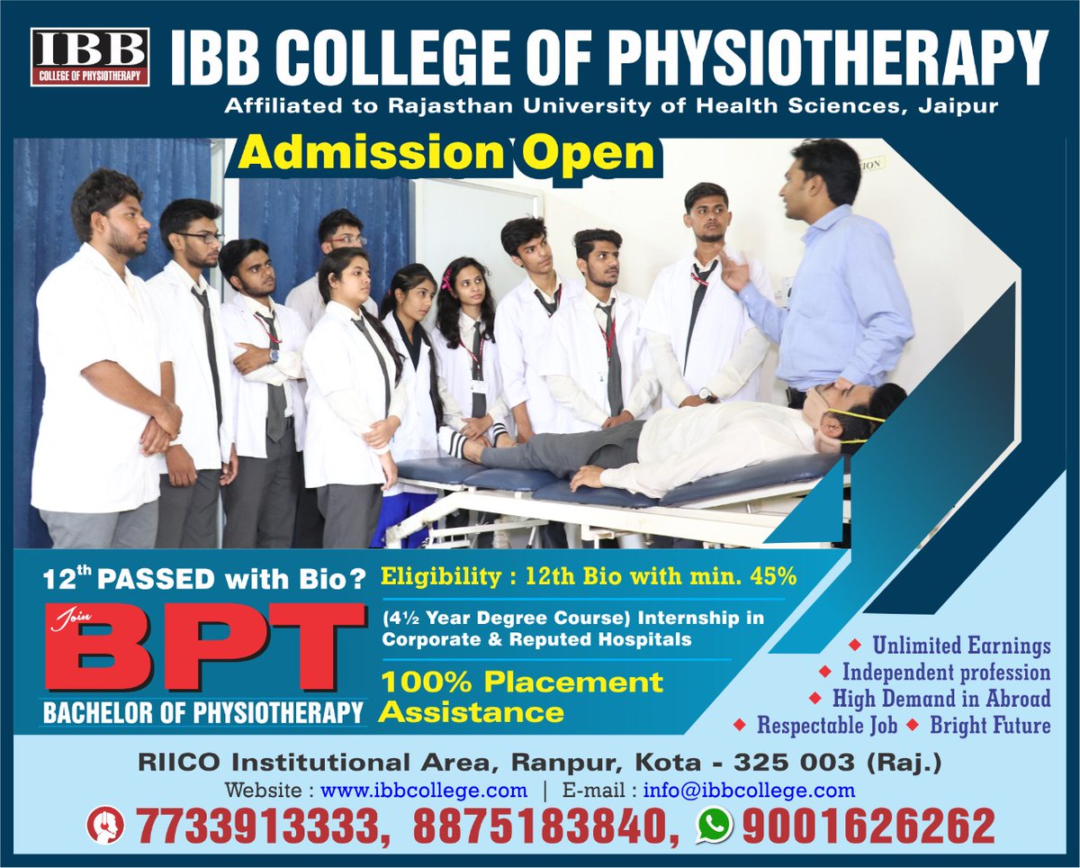 IBB_College's tweet photo. IBB College of Physiotherapy
𝗥𝗮𝗷𝗮𝘀𝘁𝗵𝗮𝗻 𝗨𝗻𝗶𝘃𝗲𝗿𝘀𝗶𝘁𝘆 𝗼𝗳 𝗛𝗲𝗮𝗹𝘁𝗵 𝗦𝗰𝗶𝗲𝗻𝗰𝗲𝘀, 𝗝𝗮𝗶𝗽𝘂𝗿 - 𝗜𝗻𝗱𝗶𝗮

#𝗔𝗱𝗺𝗶𝘀𝘀𝗶𝗼𝗻𝗢𝗽𝗲𝗻 𝗳𝗼𝗿 𝗦𝗲𝘀𝘀𝗶𝗼𝗻 𝟮𝟬𝟮𝟬-𝟮𝟭

Call- 7733913333, 8875183840

𝙑𝙞𝙨𝙞𝙩 𝙐𝙨:- 𝙬𝙬𝙬.𝙞𝙗𝙗𝙘𝙤𝙡𝙡𝙚𝙜𝙚.𝙘𝙤𝙢 https://t.co/QLKqfeWVQs