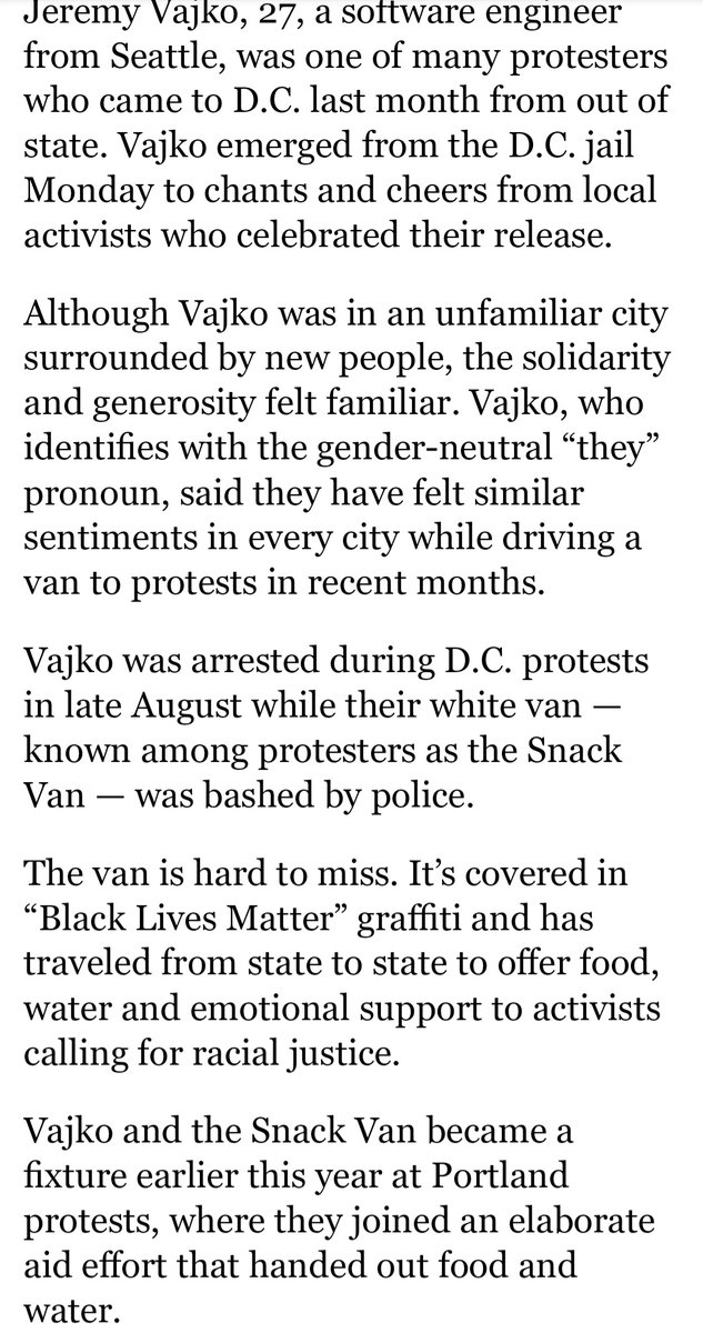 See, the gender-neutral Snack Van person is delightful! They don't want "to create violence." They told us so! They offer "food, water, and emotional support!"
