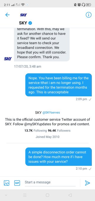 #skybroadband  I have requested for my services to be terminated months ago. But you still charge me<a href="/tag/skybroadband"class="tags">#skybroadband</a>