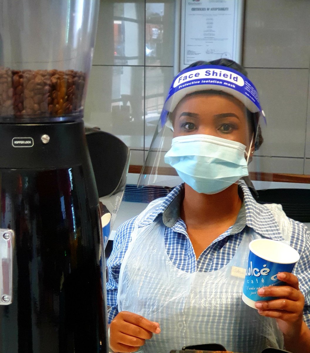 dulcecafe's tweet photo. Proud of our ladies keeping a smile on their faces whilst serving the best coffee #lettheweekbegin #mondayvibes #wiesenhofroastery #treattime #localcoffee #SupportLocalBusinesses #coffeetime #coffeeshop #safetyfirst @dulcecafe @4KobusWiese @NkuluBarista https://t.co/fJBuZKQ71u