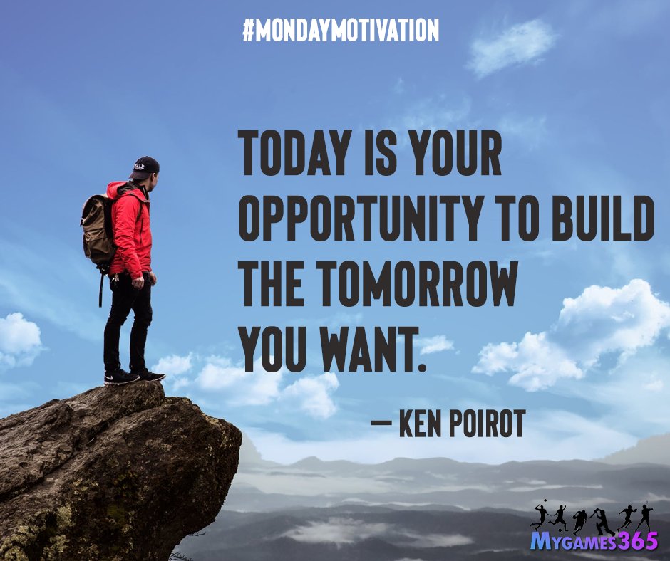 MyGames_365's tweet photo. Today is your opportunity to build the tomorrow you want– Ken Poirot💪

#sports #instagramanet #instasports #motivational #motivation #sportsnews #fitnessmotivation #FitnessGoals #mondaythoughts #cricket #football #kenpoirot #MondayMotivation #MondayMorning #MondayVibes https://t.co/GlXAU7rm8Z