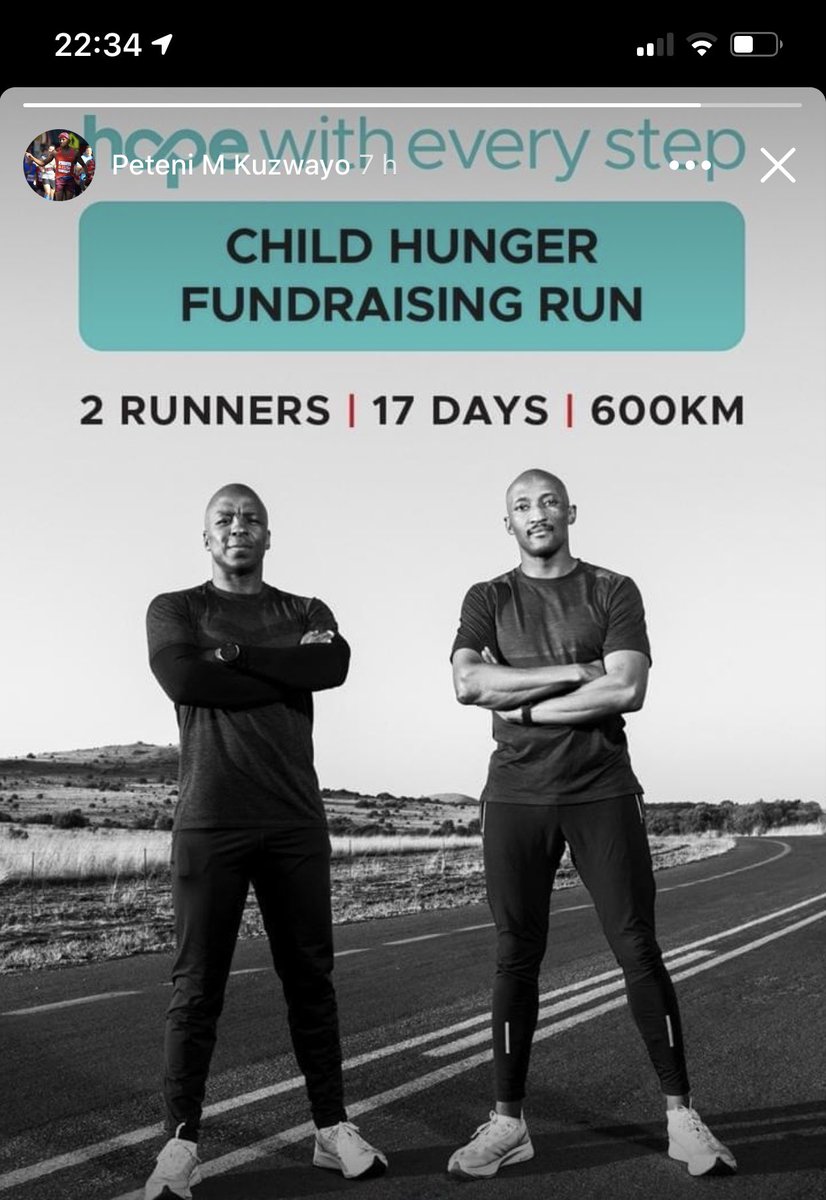 PeleMkhari's tweet photo. So proud of you @PeteniKuzwayo and @KabeloMabalane you’re truly moving the nation ! Best wishes on your start today. Let’s get behind these two runners and support their purpose to feed hungry children.
#MoveTheNation
#FightChildHunger
#Jhb2Dbn
#HopeWithEveryStep
👏🏾👏🏾🏃🏾‍♂️🏃🏾‍♂️🙏🏾🙏🏾 https://t.co/V6WH3JZNyx