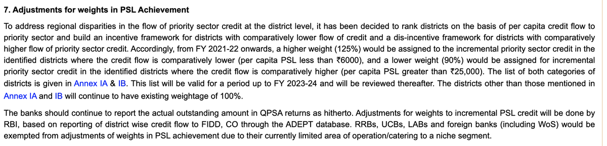 RBI is directing banks to reduce credit to districts who have high development indicators, 
means all southern states are loosing priority credit from RBI &amp; nationalized banks,
this very idea is to refuse credit to well doing states in health/education /jobs,this will ruin south