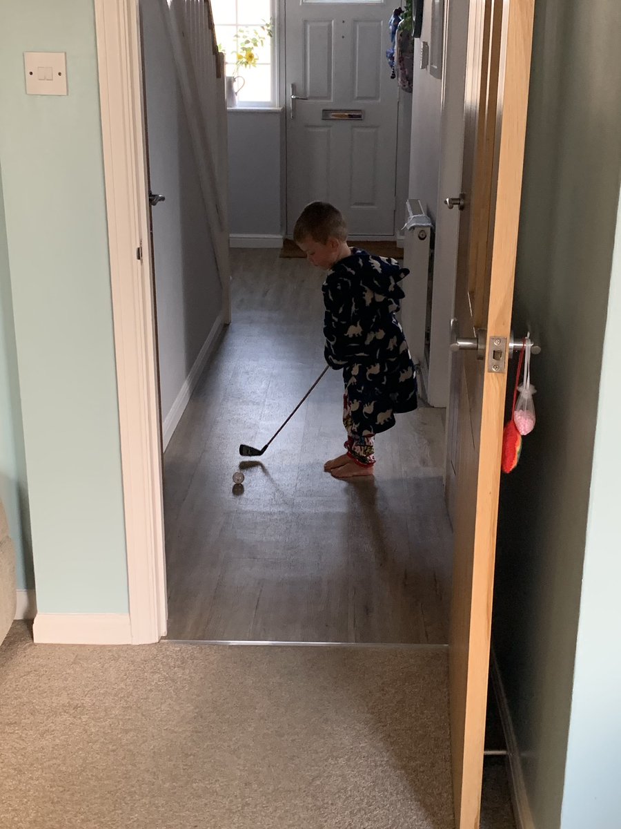 MattNStockdale's tweet photo. Love getting sent this at work. Not the first things most 3 year olds do when they get out of bed. The boy is obsessed #golfcrazy https://t.co/wPRshZ0n0b